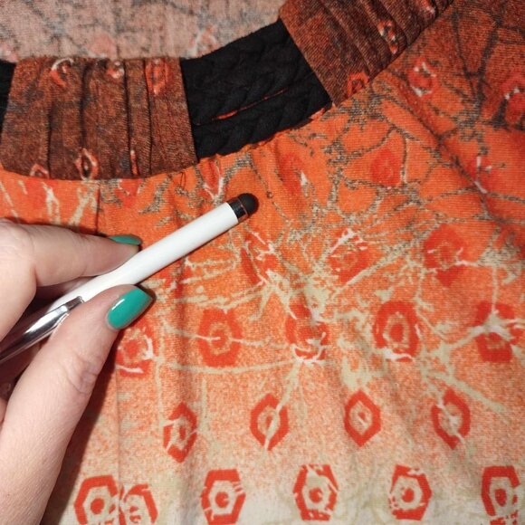 Cato Womens Plus 22 24 Vintage Artsy Vibrant Flutter Sleeve‎ Boho Statement Top - Picture 5 of 10